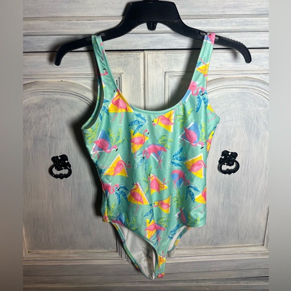 Chubbies‎ Flamingo 90’s Retro Print High Cut One Piece Bathing Suit Beach Resort